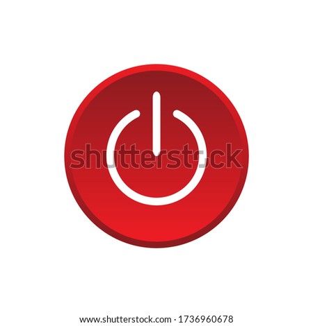 Power off or power off button icon modern button design red symbol isolated on white background. Vector EPS 10.