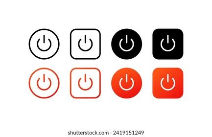 Power off buttons icons set. Silhouette and flat style. Vector icons