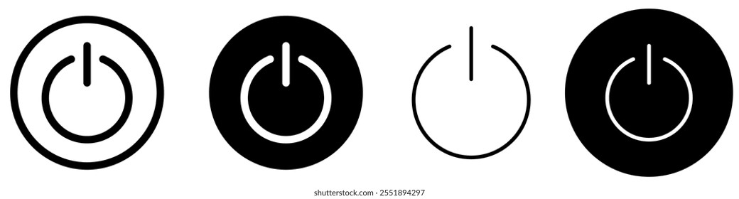 Icono de apagado, señal y símbolo del interruptor de encendido. Energía eléctrica. Iconos de encendido y apagado. 