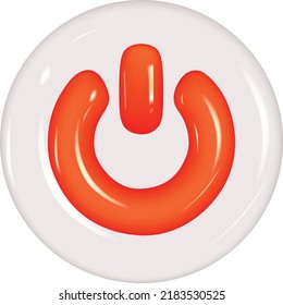 Power off and on icon. Red vector illustration on white background. 