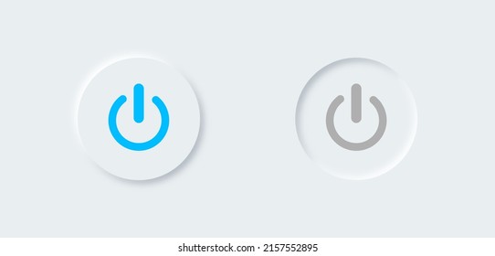 Power off or on vector icon in neomorphism style. On off  switch power button.