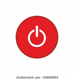 Power off red button icon isolated on white background 
