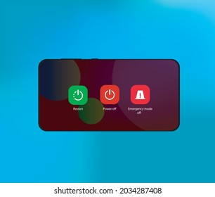 Power Off And Restart Icon On Mobile Phone, Tab Screen Vector Illustration