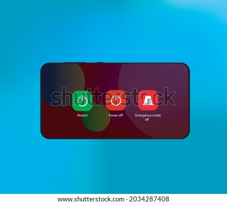Power off and restart icon on mobile phone, tab screen vector illustration