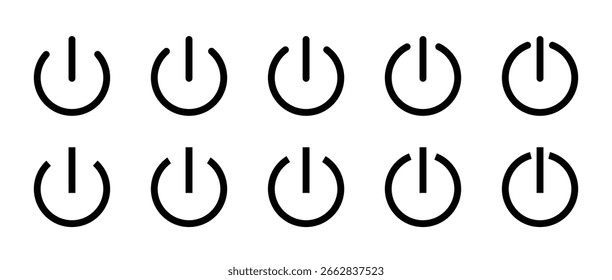 Apaga los Vectores. Icono de apagado, encendido/apagado del Botón de energía, interruptor de apagado