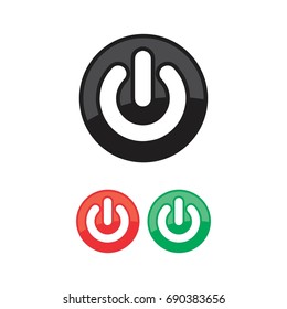 power on black glossy vector icon