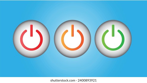 Power on button symbol icon. Vector editable isolated