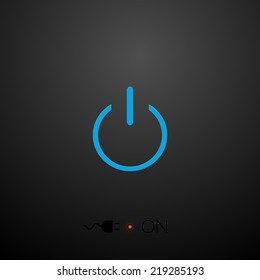 Power ON, flat icon isolated on black background