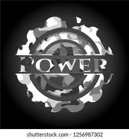 Power on grey camouflaged texture