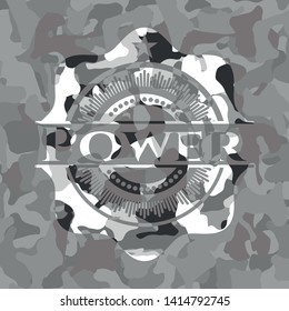 Power on grey camouflaged texture