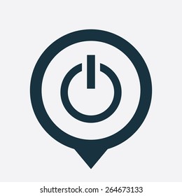 power on icon map pin on white background 