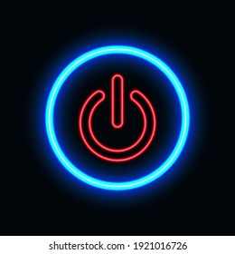 Power on neon icon for website and UI material. vector illustration