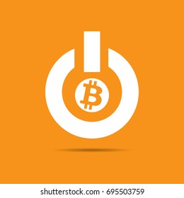 Power on off and bitcoin logo