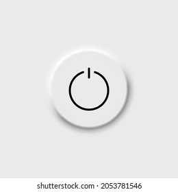 Power on or off black line icon. Neomorphism button. Electric switch template. Trendy flat isolated outline symbol, sign used for: illustration, logo, app, design, web, dev, ui, gui. Vector EPS 10 