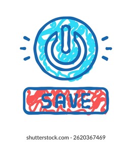 botão liga/desliga economia de energia ícone doodle esboço vetor. botão liga/desliga economia de energia sinal. símbolo isolado ilustração