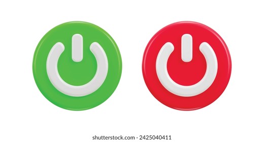 power on off button icon 3d rendering illustration set