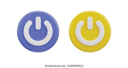 power on off button icon 3d rendering illustration set