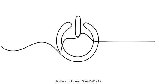power on off button icon continuous line drawing.one line drawing of power on off button.energy saving icon.isolated white background, Vector continuous one line power button illustration, hand drawn