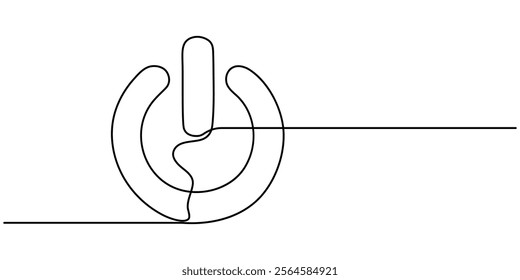 power on off button icon continuous line drawing.one line drawing of power on off button.energy saving icon.isolated white background, Vector continuous one line power button illustration, hand drawn