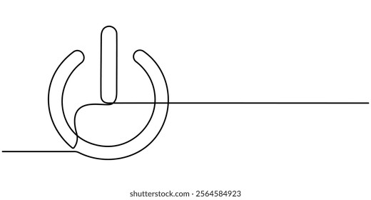 power on off button icon continuous line drawing.one line drawing of power on off button.energy saving icon.isolated white background, Vector continuous one line power button illustration, hand drawn