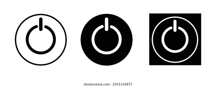 Encender y apagar el símbolo del Vector de los Botones en el fondo blanco, inicio y apagar el Botón de la computadora.