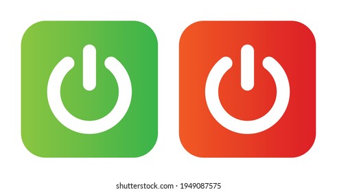Ilustración del icono del vector del botón de encendido y apagado verde, encendido y apagado rojo.