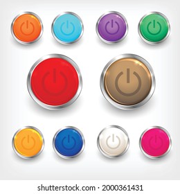 Power on off Icon Button set. Glossy Button Icon Set. Vector Illustration design vector