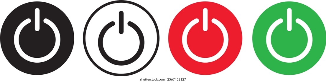 power on off icon set. On off power symbol. Switch on off sign. Power button