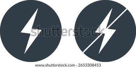 Power On Off Lightning Bolt Icons Energy Symbols