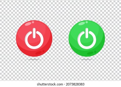 Power on off red and green button icon on blank background