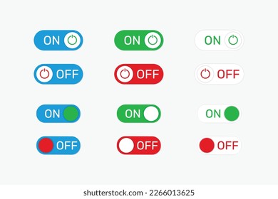 Power on off red and green button set design