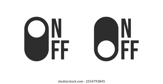 Power On and Power Off switch icon collection set. On off toggle switch symbol. Turn on and turn off switch button with black color. Vector Illustration.