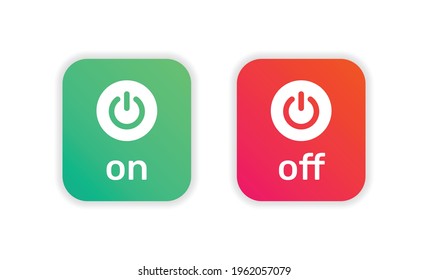 Power on off vector icon on red and green button.