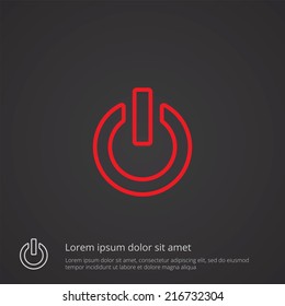power on outline thin symbol, red on dark background, logo editable, creative template 