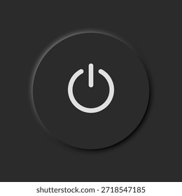 Icono de neumorfismo de Botón de encendido, estilo de color negro sobre fondo blanco, Ilustración vectorial aislada