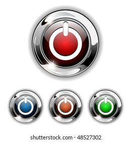 Schalten Sie ein, starten Sie das Symbol, Schaltfläche. Realistische Vektorgrafik.