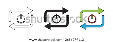 Power on-off cycle icon set. Power on-off cycle vector flat design.