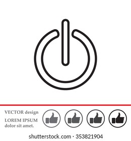 Power on/off line icon. Flat design style.