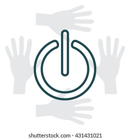 Power on/off line icon. Flat design style.