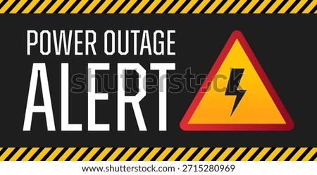 Power outage alert warning sign with lightning bolt symbol and hazard stripes.