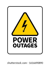 Power Outage Attention Sign. Vector Warning Sign With Lightning Icon.