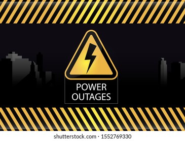 Power outage with beautiful triangular electricity icon in yellow and black