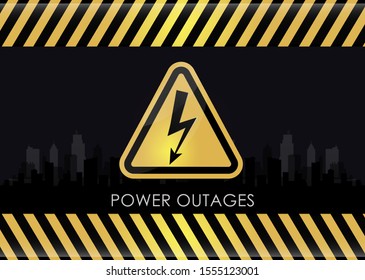 Power outage with beautiful triangular electricity icon in yellow and black