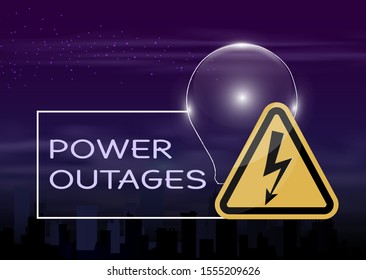 Power outage with beautiful triangular electricity icon in yellow and black