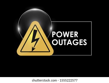 Power outage with beautiful triangular electricity icon in yellow and black