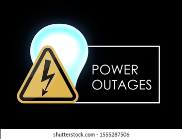 Power outage with beautiful triangular electricity icon in yellow and black