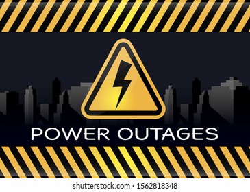 Power outage with beautiful triangular electricity icon in yellow and black