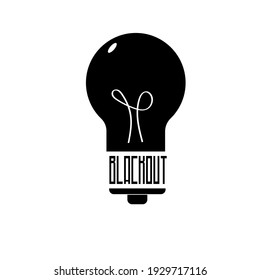 Stromausfall, Blackout-Logo. Eine Glühbirne ausgeschaltet, die Silhouette einer Glühlampe. Symbol, Piktogramm. Dunkelheit ohne Elektrizität.  Vektorgrafik