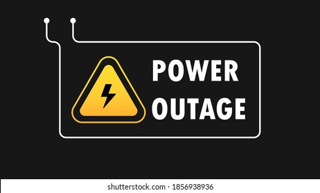 Cortes de energía. Signo de precaución. Logo en fondo negro