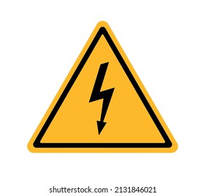 Power outage icon. Symbol electrical safety. Sign without electric. Black lightening on yellow triangular. Caution warning triangle. Voltage logo. Notice attention. Electric icon. Vector illustration